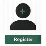 Icono o gráfico representando el paso de registro